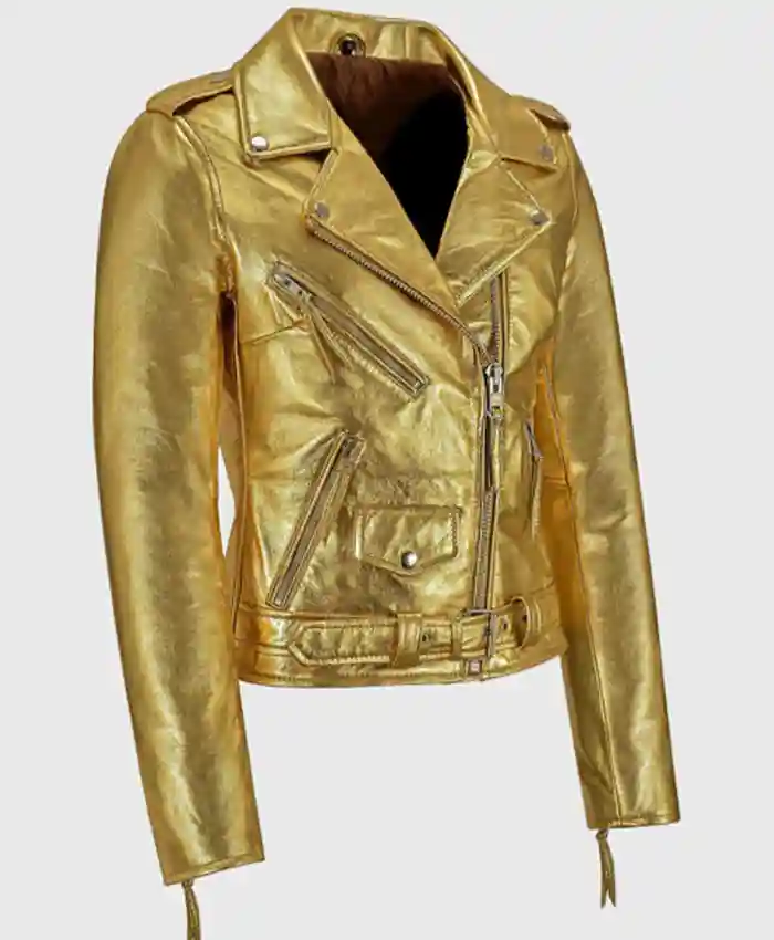 Cheryl Golden Biker Jacket