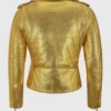 Cheryl Golden Metallic Biker Jacket Backside