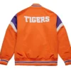 Clemson University Heavyweight Orange Satin Varsity Jacket For Men