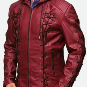 Colton Haynes Arrow Red Hooded Jacket For Men