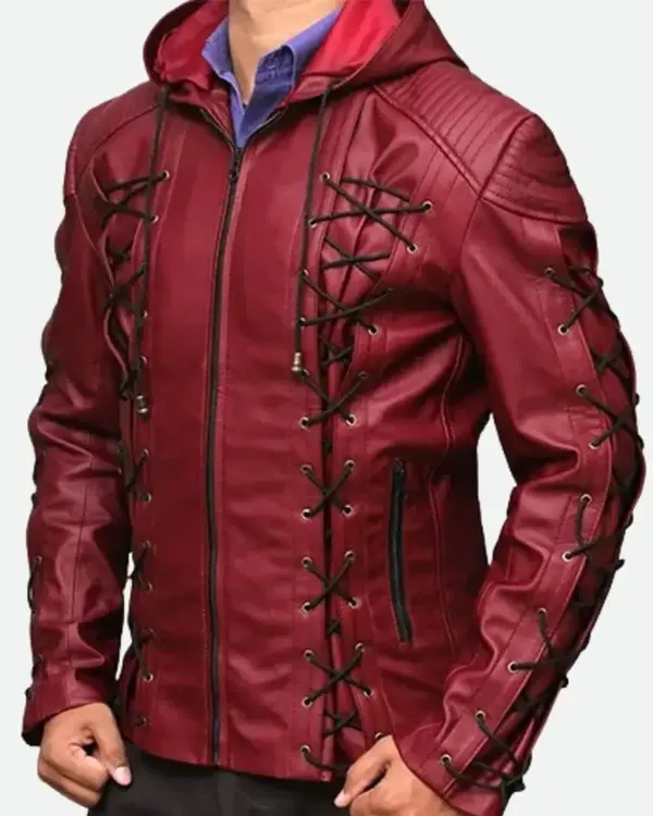 Colton Haynes Arrow Red Hooded Jacket For Men