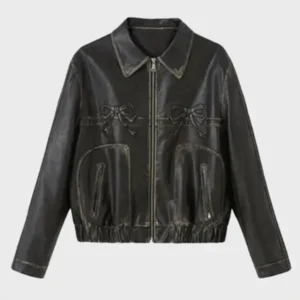 Diddi Moda Ribbon Leather Jacket On Sale 