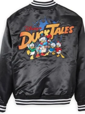 Ducktales Black Satin Varsity Jacket Back