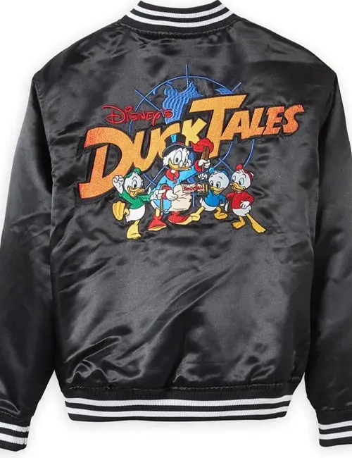 Ducktales Black Satin Varsity Jacket Back