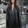 Emily Ratajkowski Leather Trench Coat