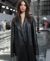 Emily Ratajkowski Leather Trench Coat