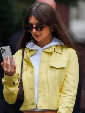 Emily Ratajkowski Yellow Denim Jacket