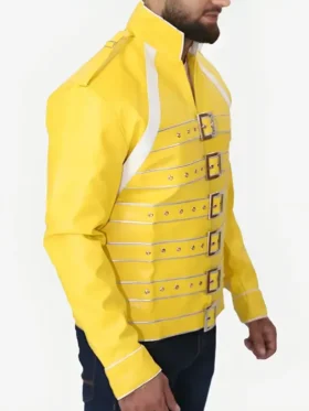 Freddie Mercury Concert Yellow Leather Jacket For Men