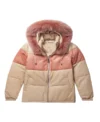 Fur Hooded Pink Leather V Bomber Jacket