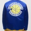 Golden State Warriors Heavyweight Blue Satin Jacket Back