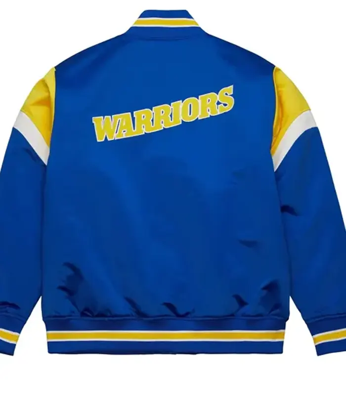 Golden State Warriors Heavyweight Satin Varsity Jacket Back