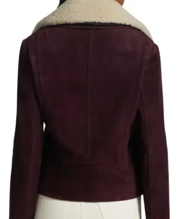 Grace Gordon The Girls On The Bus 2024 Biker Suede Jacket Back