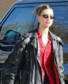 Hailey Bieber Biker Leather Jacket