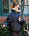 Hailey Bieber Black Shearling Leather Jacket