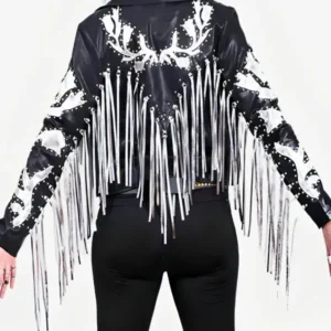 Harley Quinn Birds Of Prey Fringe Leather Jacket Back