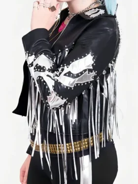 Harley Quinn Birds Of Prey Fringe Leather Jacket For Sale