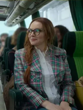 Irish Wish 2024 Lindsay Lohan Plaid Blazer For Women