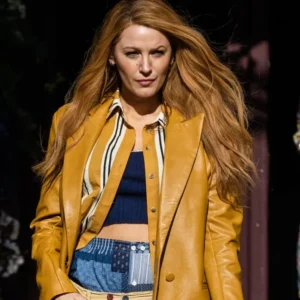 It Ends With Us 2024 Blake Lively Yellow Leather Coat