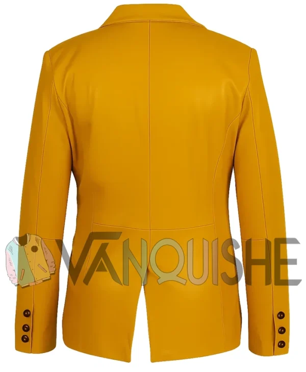 It Ends With Us 2024 Blake Lively Yellow Leather Coat back