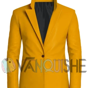 It Ends With Us 2024 Blake Lively Yellow Leather Coat front