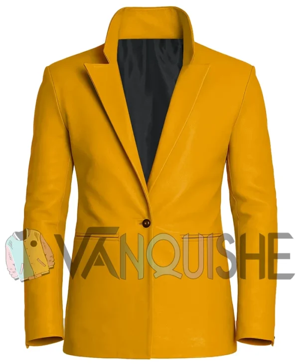 It Ends With Us 2024 Blake Lively Yellow Leather Coat front