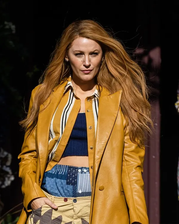 It Ends With Us 2024 Blake Lively Yellow Leather Coat