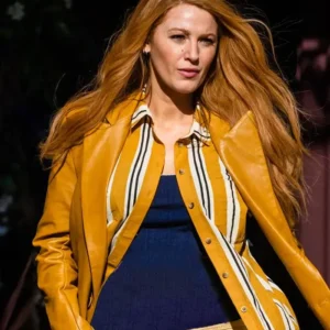 It Ends With Us Blake Lively Yellow Leather Coat