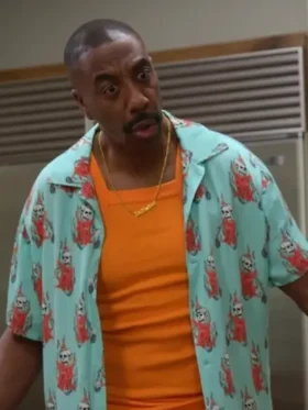 J.B. Smoove Curb Your Enthusiasm S12 Blue Printed Shirt