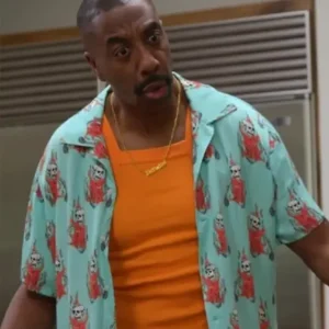 J.B. Smoove Curb Your Enthusiasm S12 Blue Printed Shirt