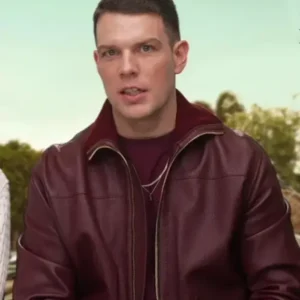 Jake Lacy Apples Never Fall Burgundy Leather Jacket