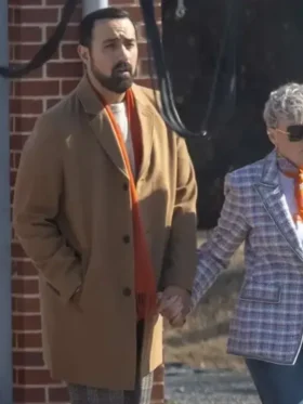 Jamie Demetriou Back in Action Brown Wool Trench Coat For sale