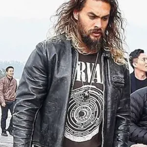 Jason Momoa Black Cafe Racer Leather Jacket For Sale