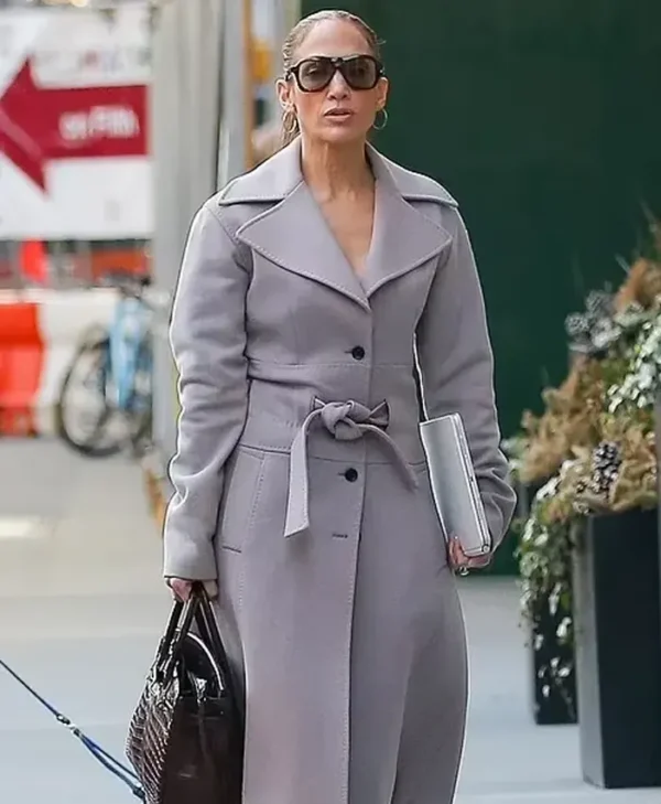 Jennifer Lopez NYC Gray Trench Coat