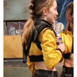 Jessica Rothe Boy Kills World 2024 Yellow Jacket back