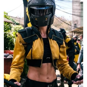 Jessica Rothe Boy Kills World 2024 Yellow Jacket view