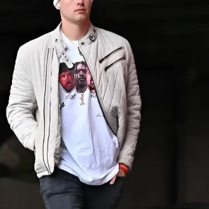 Joe Burrow White Quilted Bomber Jacket On Sale 