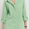 Joy Delaney Apples Never Fall 2024 Green Cotton Shirt