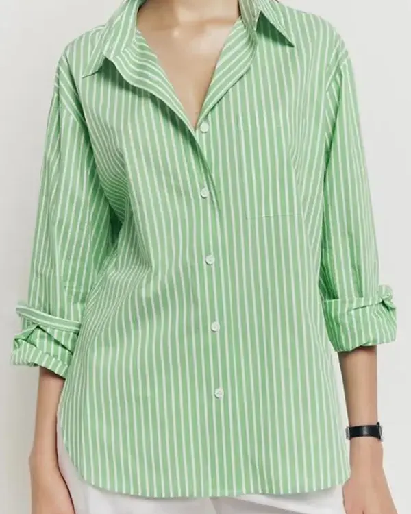 Joy Delaney Apples Never Fall 2024 Green Cotton Shirt