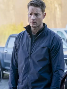 Justin Hartley Tracker 2024 Blue Cotton Jacket On Sale 