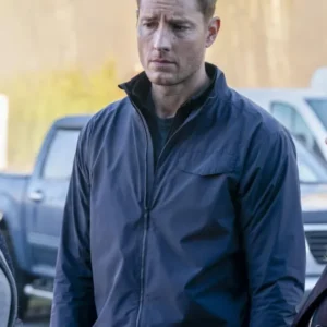 Justin Hartley Tracker 2024 Blue Cotton Jacket On Sale 