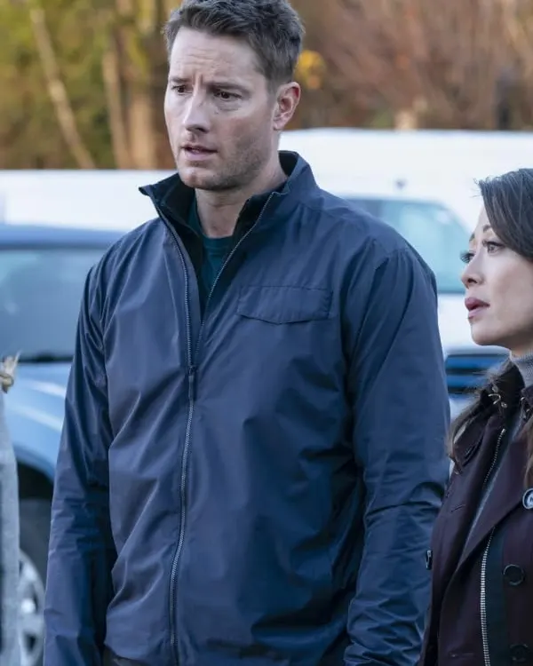 Justin Hartley Tracker 2024 Blue Cotton Jacket