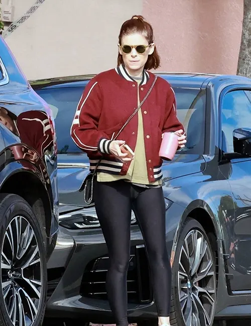 Kate Mara Red Varsity Jacket