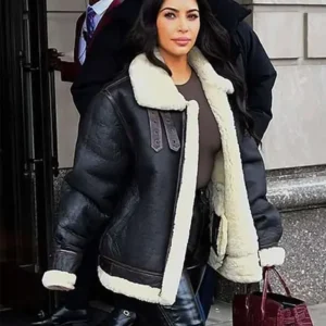 Kim Kardashian Shearling Leather Jacket