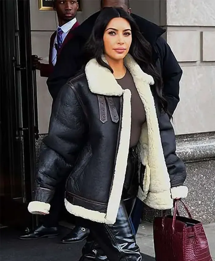 Kim Kardashian Shearling Leather Jacket