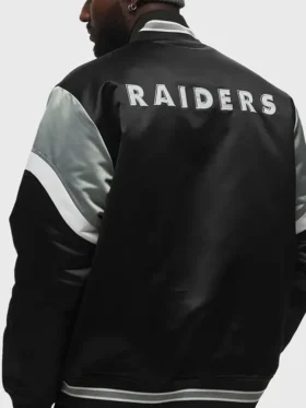 Las Vegas Raiders Heavyweight Black Satin Jacket Back