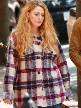 Lily Boom It Ends With Us 2024 Plaid Wool Jacket On Sale