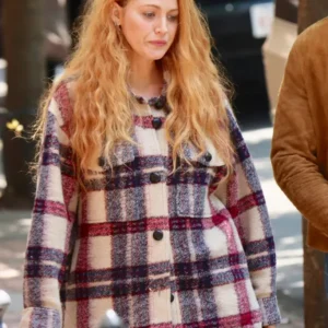 Lily Boom It Ends With Us 2024 Plaid Wool Jacket On Sale