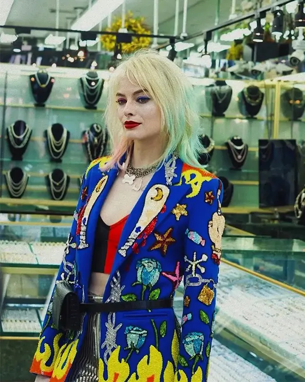 Margot Robbie Harley Quinn Blue Birds of Prey Blazer On Sale
