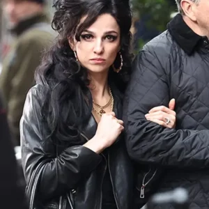 Marisa Abela Back to Black 2024 Black Biker Jacket