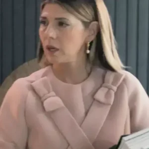 Marisa Tomei Upgraded 2024 Pink Neoprene Bow Jacket